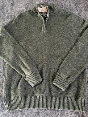 Eddie Bauer green quarter zip 100% cotton mens large